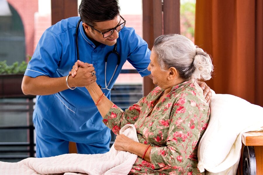 private duty nurse caring for his elderly patient