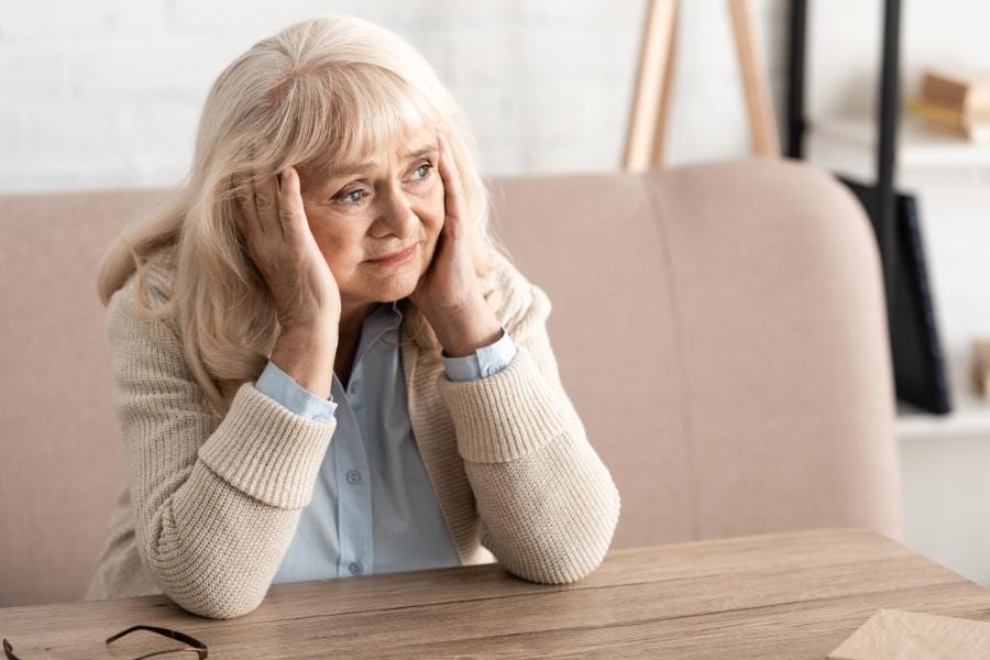 woman with parkinson's frustrated over being forgetful