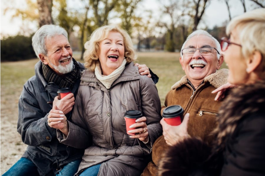 Elderly couples meeting up for coffee