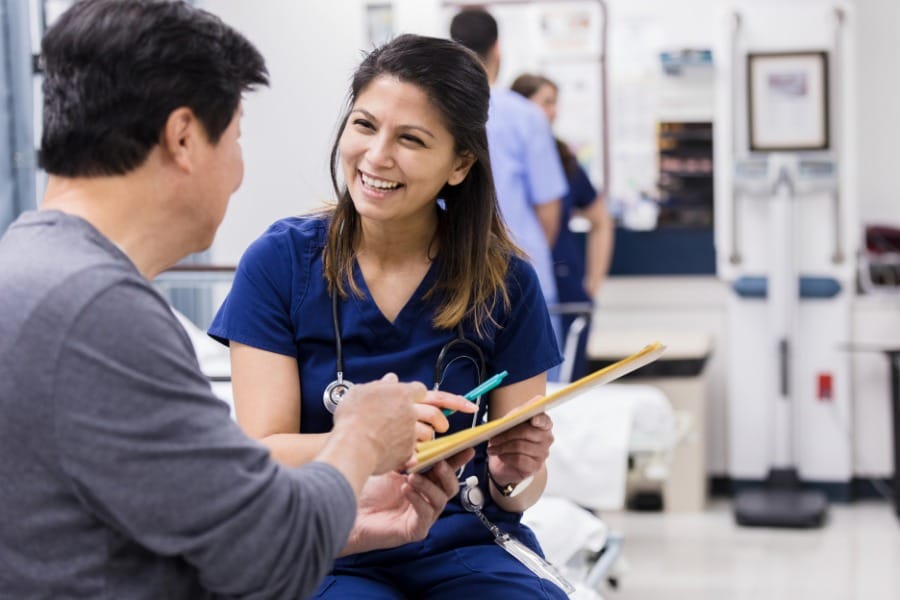 nurse talking about a patient's record