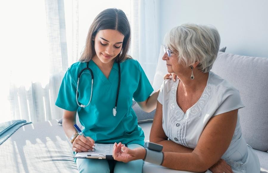 Concierge nurse assisting her client