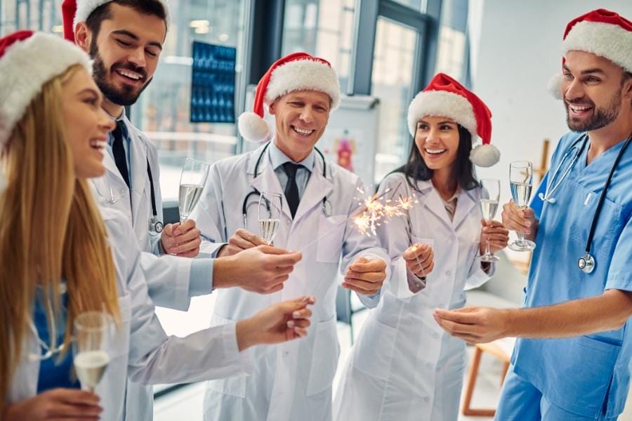 Smiling nurse staff during the Holidays