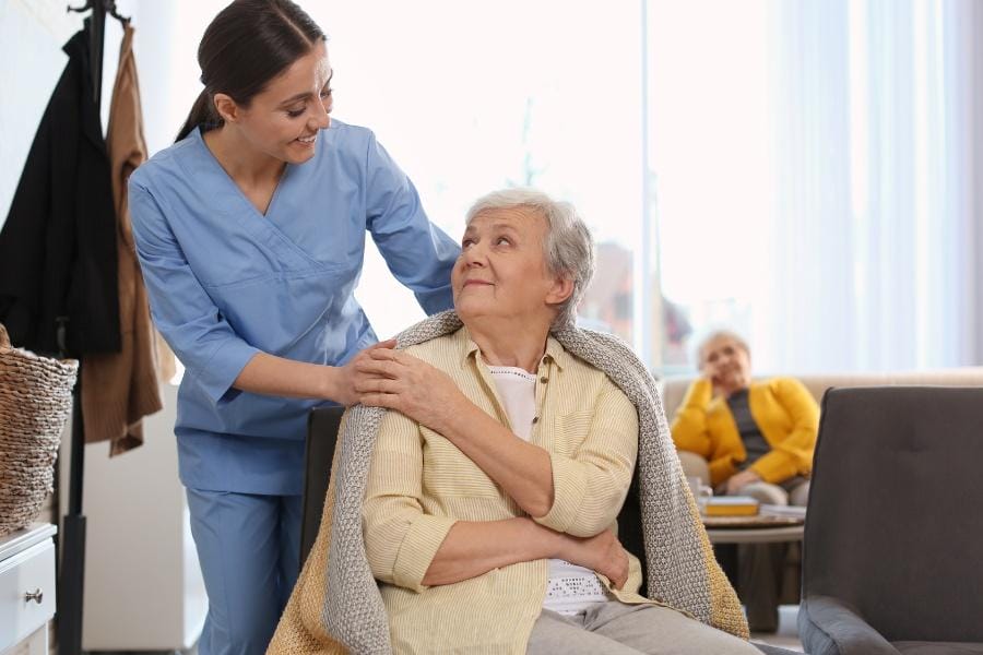 home nurse and her elderly client