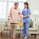 San Ramon private nurse and her patient with a walker