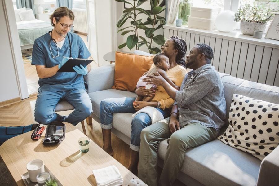 A family hiring a night nurse for their newborn