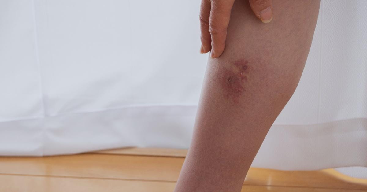 An image of a leg with cellulitis