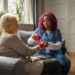 home nurse offering wound care services