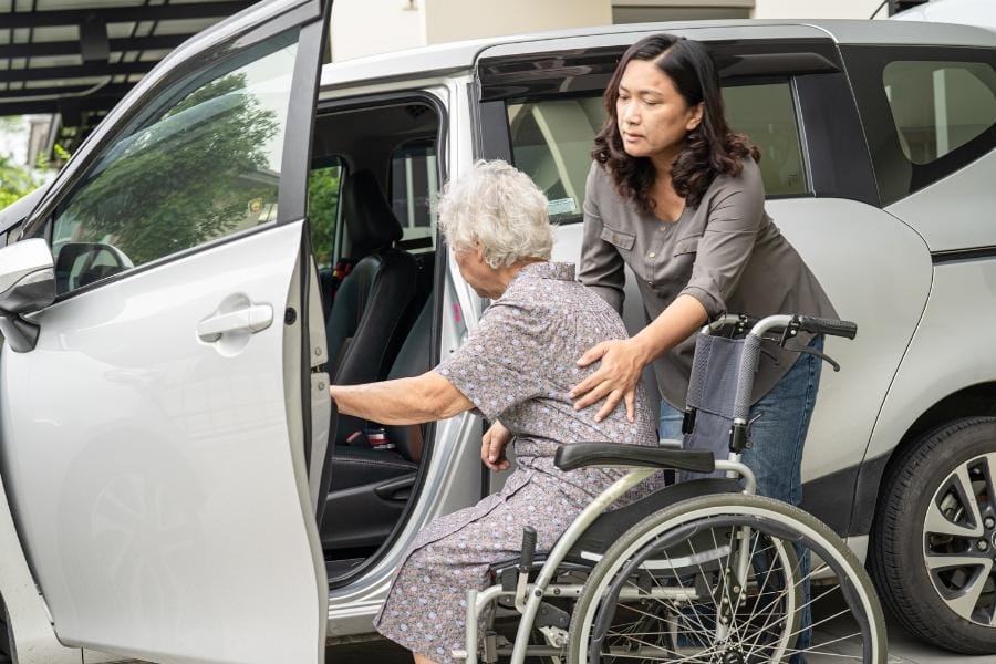 A woman with multiple sclerosis receiving transportation assistance